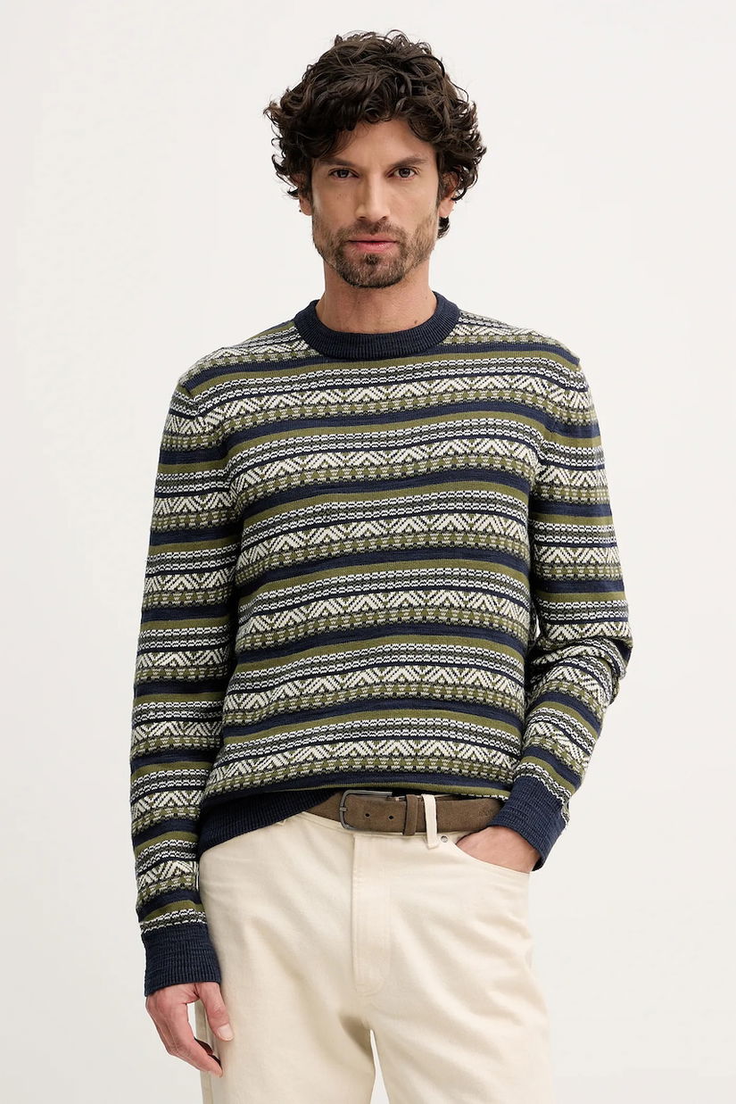 Barbour pulover de bumbac culoarea bleumarin, light, MKN1705