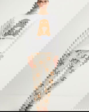 United Colors of Benetton pijama culoarea gri, 3DKE3P04C