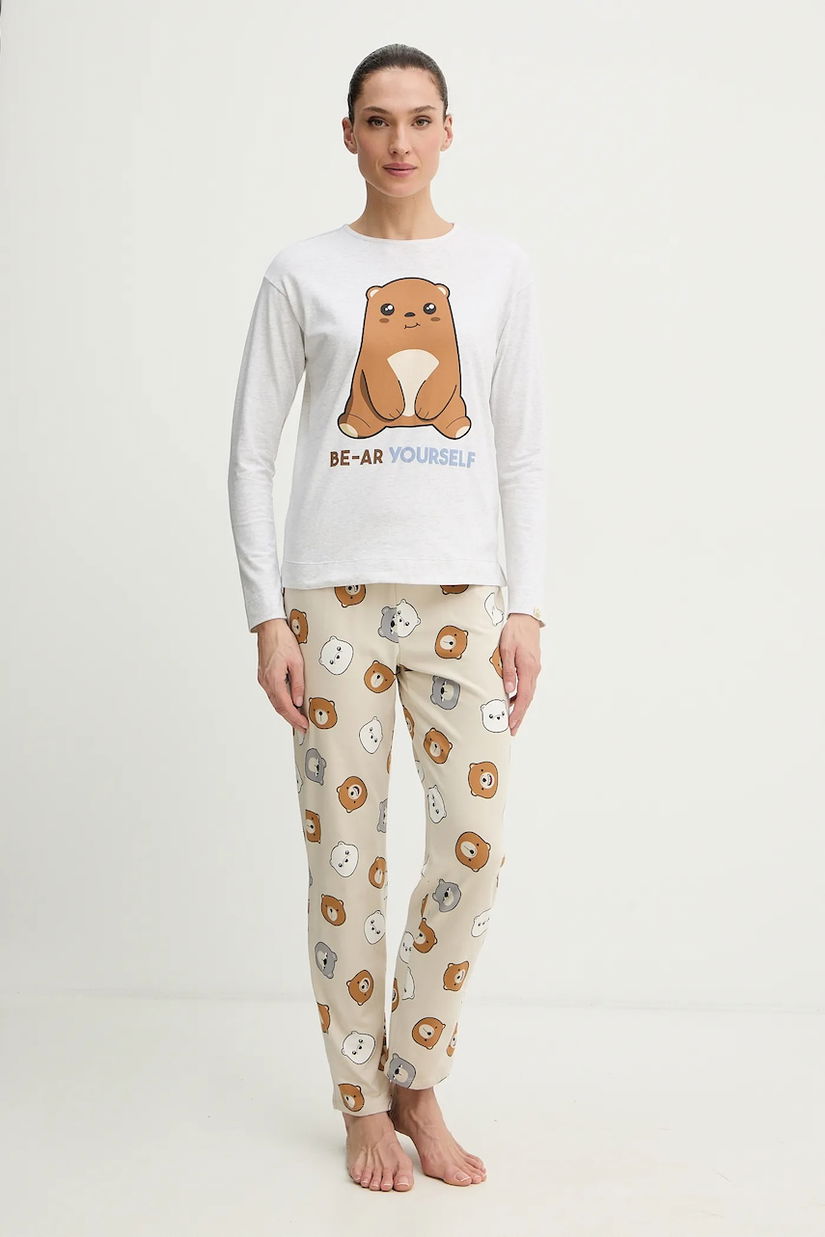 United Colors of Benetton pijama culoarea gri, 3DKE3P04C