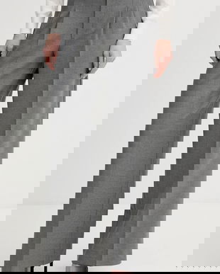 OUI pantaloni culoarea gri, lat, high waist, 95949