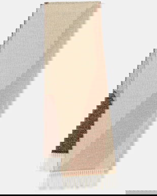 United Colors of Benetton eșarfă cu lână culoarea bej, cu imprimeu, 64G8DU024