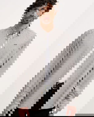 Barbour cămașă Longfield culoarea gri, cu guler button-down, regular, MSH5707