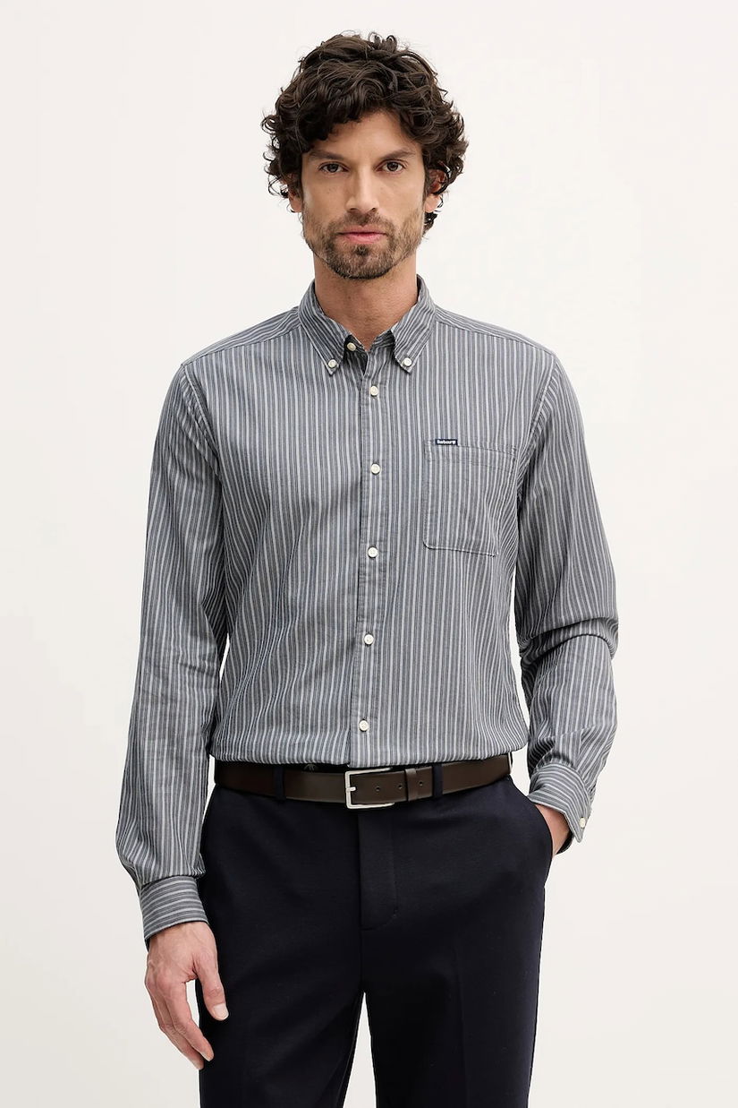 Barbour cămașă Longfield culoarea bleumarin, cu guler button-down, regular, MSH5707