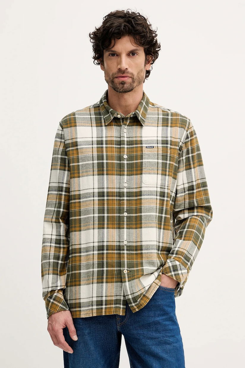 Barbour cămașă din bumbac Malham culoarea verde, cu guler clasic, relaxed, MSH5650