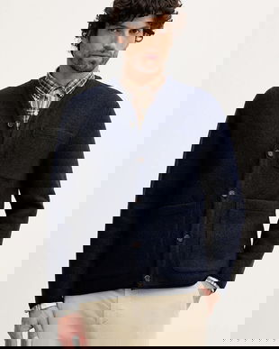 United Colors of Benetton cardigan din amestec de lână culoarea bleumarin, 24RDUN065