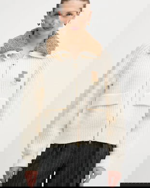 Barbour cardigan din amestec de lână Marla culoarea bej, călduros, LKN1738