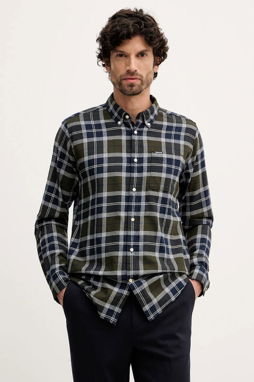 Barbour cămașă din bumbac Rasay culoarea bleumarin, cu guler button-down, slim, MSH5065
