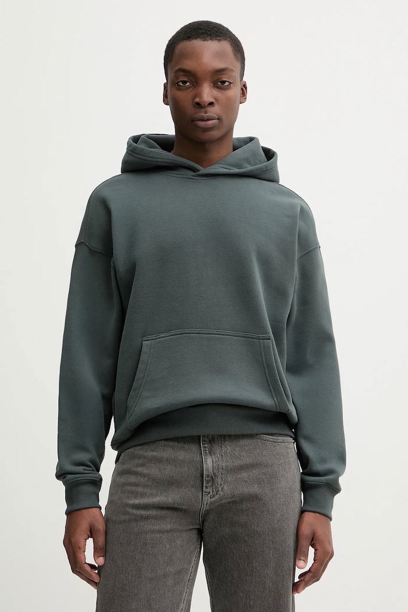 Hollister Co. bluză culoarea gri, cu glugă, uni, KI322-5148-300