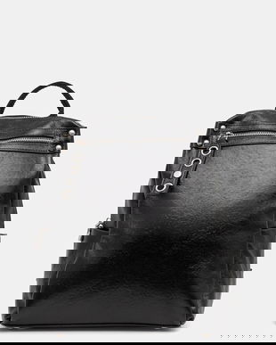 Answear.LAB ghiozdan de piele culoarea negru, mic, neted