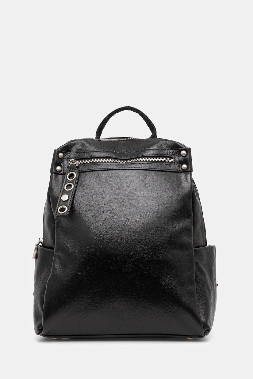 Answear.LAB ghiozdan de piele culoarea negru, mic, neted