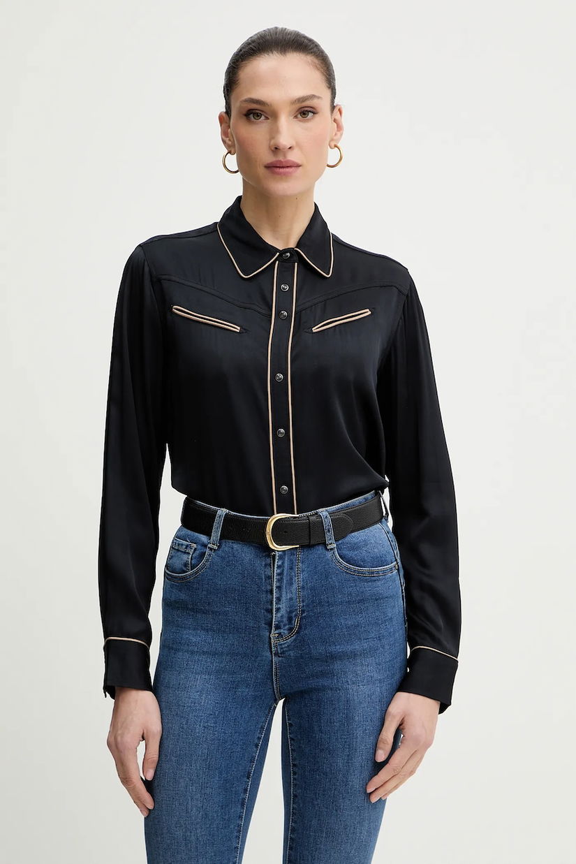 Levi's cămașă culoarea negru, cu guler clasic, regular, 003P5