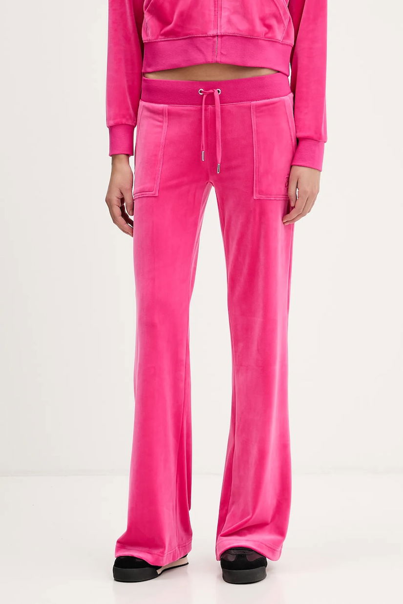 Juicy Couture pantaloni de trening din velur Layla culoarea roz, uni, JCSEBJ001