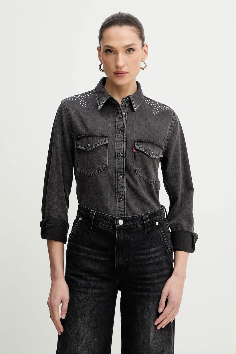 Levi's cămașă din bumbac culoarea gri, cu guler clasic, regular, 16786