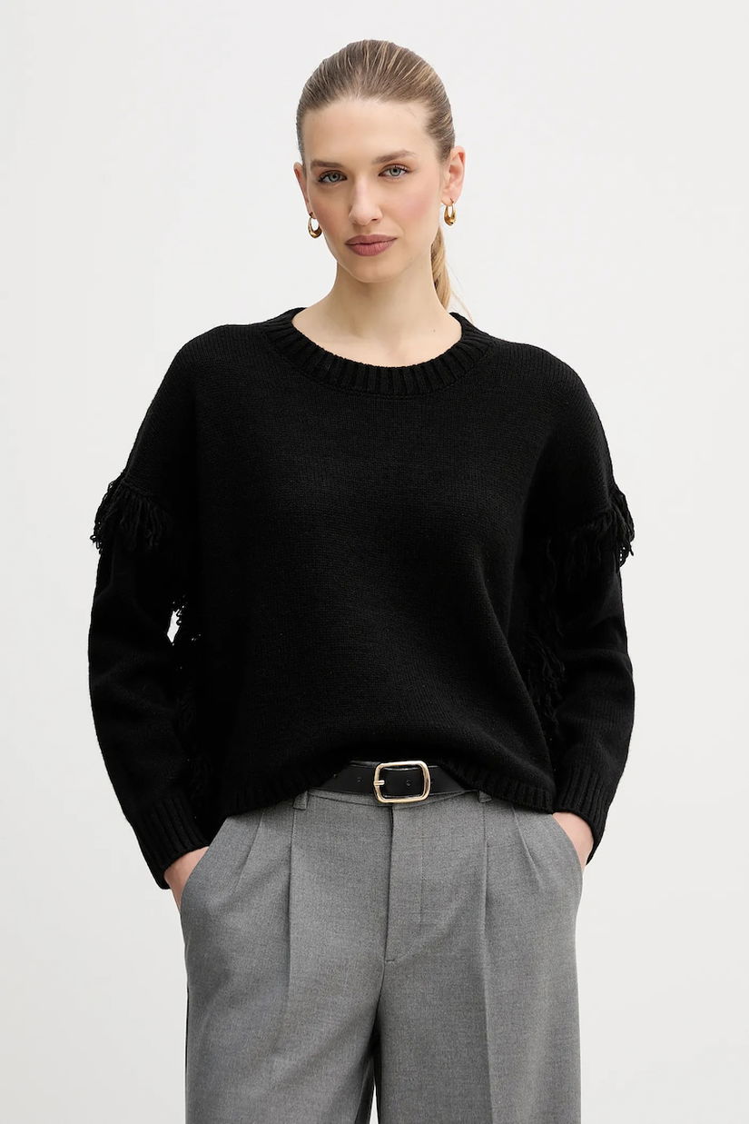 United Colors of Benetton pulover din amestec de lână culoarea negru, 191VD10EZ