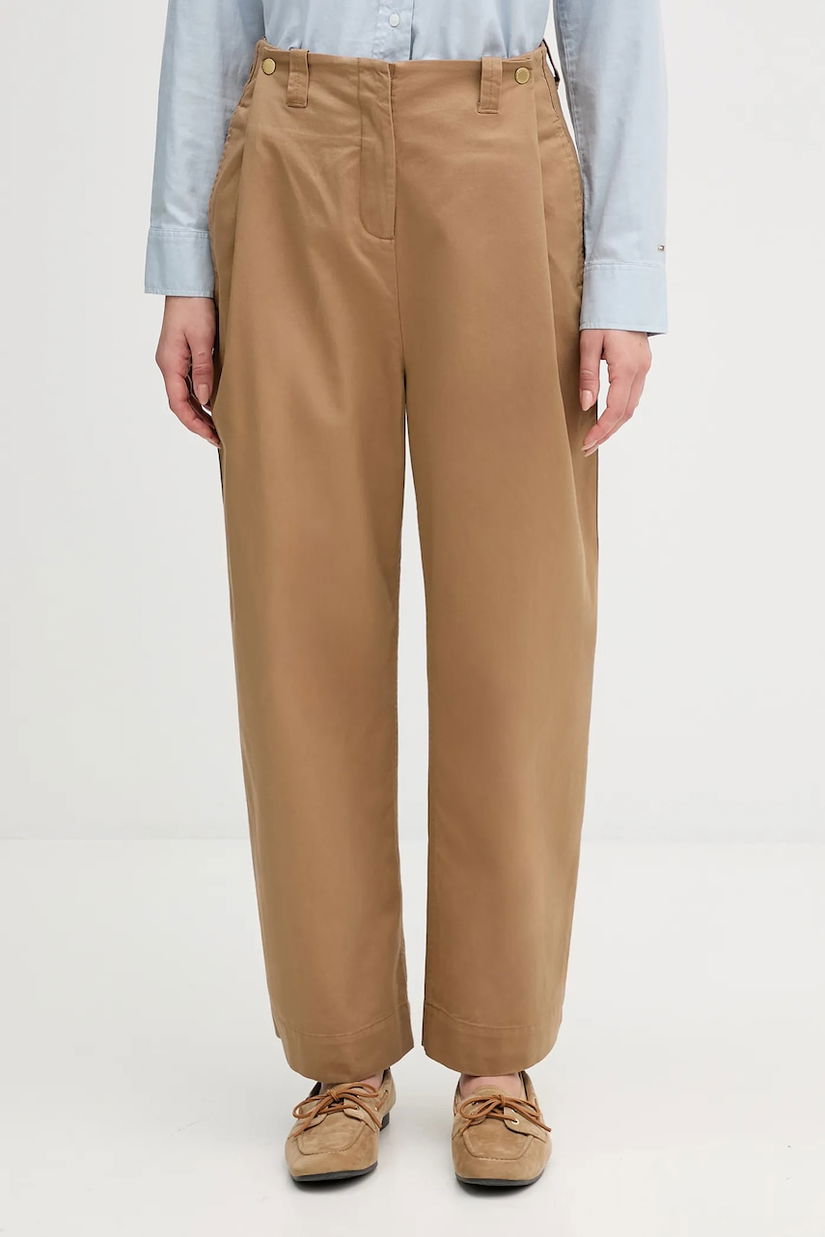 Barbour pantaloni Alara culoarea maro, lat, high waist, LTR0411