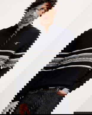 Barbour pulover de lână Kepwick culoarea bleumarin, cu turtleneck, MKN1708