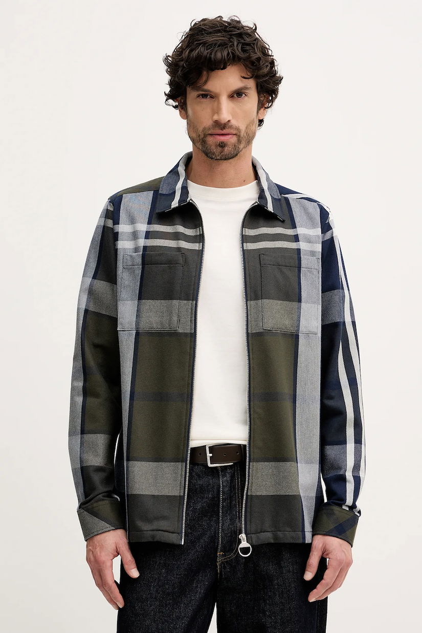 Barbour cămașă din bumbac Lannich culoarea bleumarin, cu guler clasic, relaxed, MOS0343