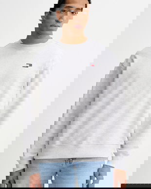 Tommy Jeans hanorac de bumbac culoarea gri, melanj, DN0DN00054