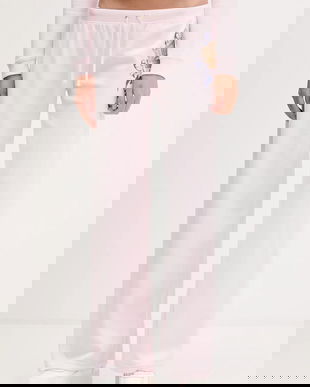 Juicy Couture pantaloni de trening din velur Wrap You Up culoarea roz, cu imprimeu, JCNBJ126452