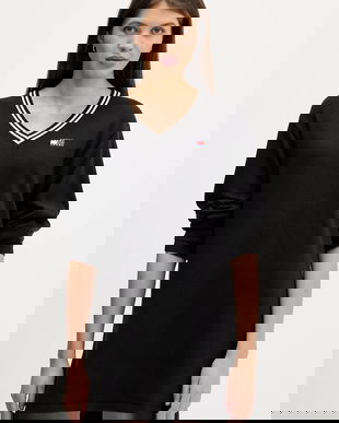 Tommy Jeans rochie din bumbac culoarea negru, mini, drept, DW0DW21909