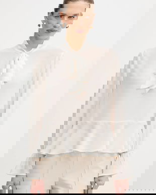 OUI bluză culoarea bej, uni, 96068