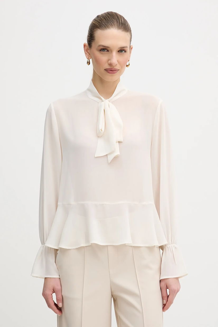 OUI bluză culoarea bej, uni, 96068