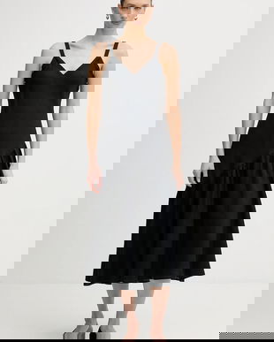 Dkny rochie din in culoarea negru, midi, evazați, P5JNCD88