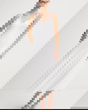 Dkny rochie din in culoarea alb, midi, evazați, P5JNCD88