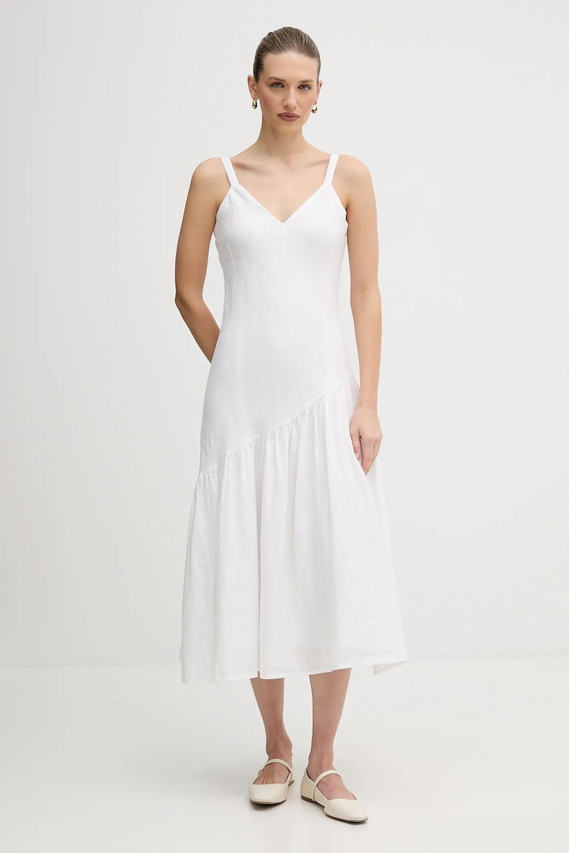 Dkny rochie din in culoarea alb, midi, evazați, P5JNCD88