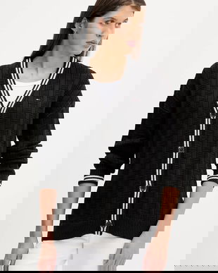 Tommy Jeans cardigan din bumbac culoarea negru, DW0DW22026