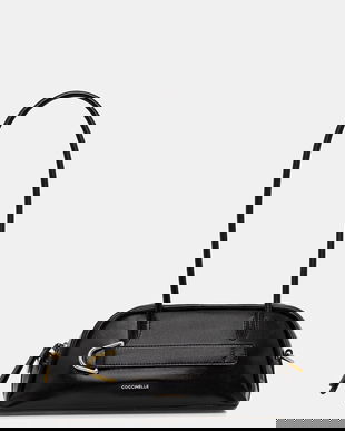 Coccinelle poșetă de piele PAKI SHINY SMOOTH culoarea negru, E1 U4B 12 02 01