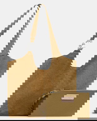 Coccinelle geantă de mână din piele întoarsă culoarea verde, E1 THE 11 02 01