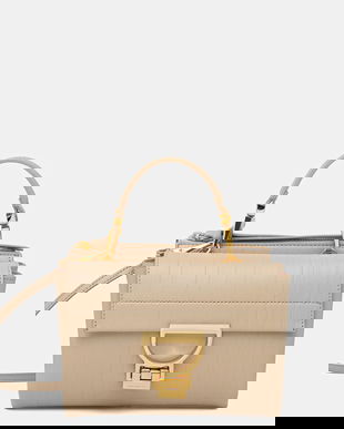 Coccinelle poșetă de piele ARLETTIS PLISSE culoarea bej, E1 UD9 55 B7 01