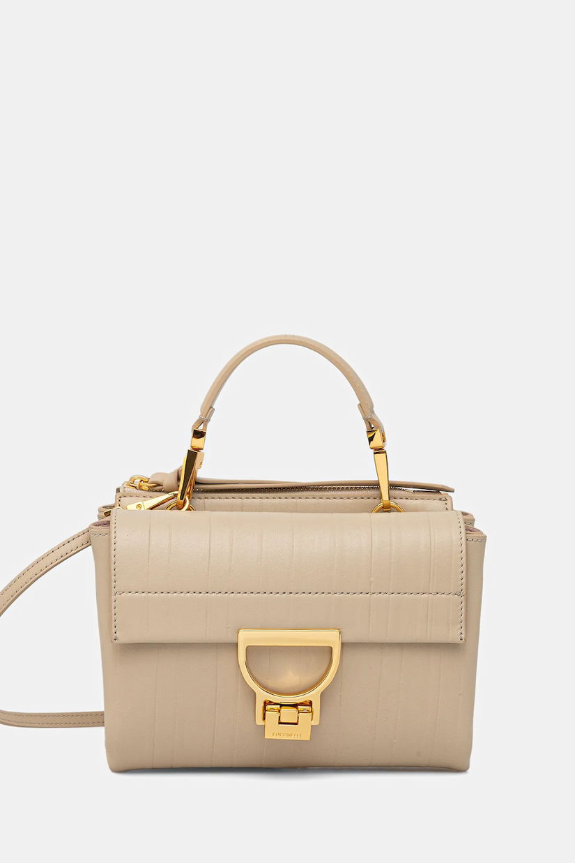 Coccinelle poșetă de piele ARLETTIS PLISSE culoarea bej, E1 UD9 55 B7 01