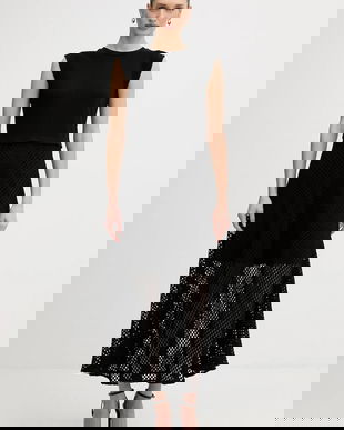 Dkny rochie culoarea negru, maxi, evazați, P5KD8DQY