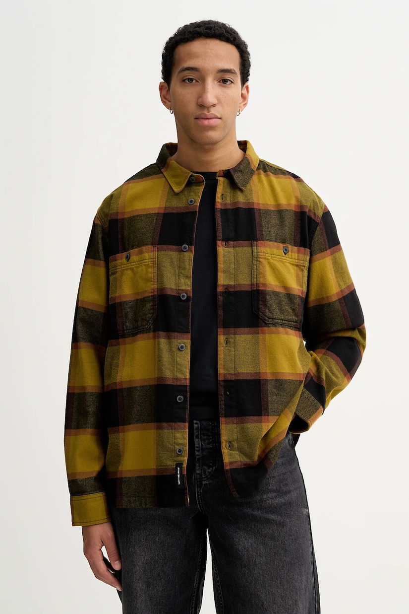 Vans cămașă din bumbac culoarea verde, cu guler clasic, regular, VN000P7ZF0H1