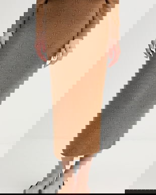 Gant fustă de lână culoarea maro, midi, creion, 4400204