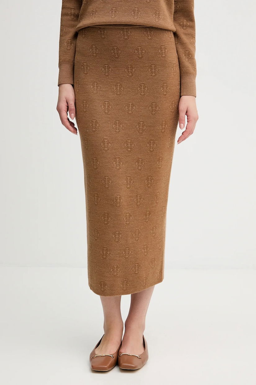 Gant fustă de lână culoarea maro, midi, creion, 4400204