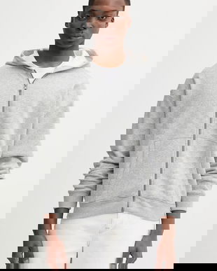 Hollister Co. bluză culoarea gri, cu glugă, melanj, KI322-5279-122