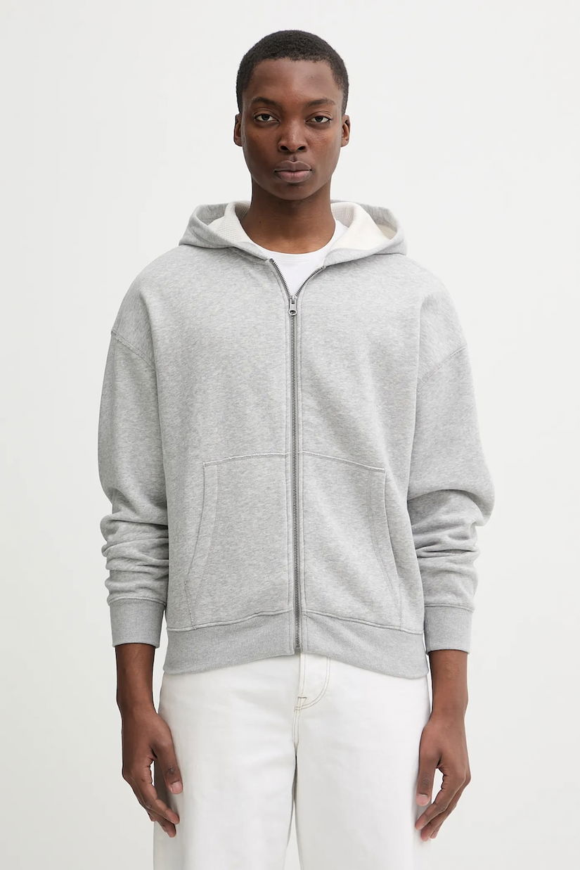 Hollister Co. bluză culoarea gri, cu glugă, melanj, KI322-5279-122