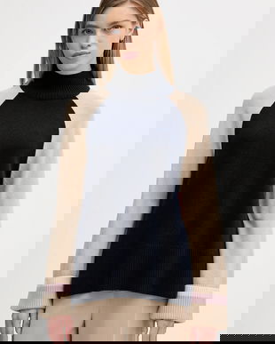 Barbour pulover din amestec de lână Wren culoarea bej, cu guler, LKN1727