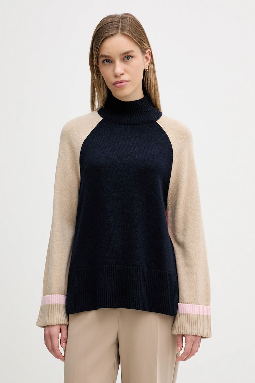 Barbour pulover din amestec de lână Wren culoarea bej, cu guler, LKN1727