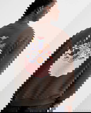 Les Deux hanorac de bumbac Cole culoarea maro, cu imprimeu, 1001107