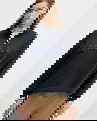 Barbour hanorac de bumbac Sara culoarea bleumarin, cu imprimeu, LOL0667