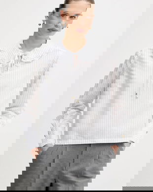 Barbour bluză din bumbac Avery culoarea alb, cu imprimeu, LSH1724