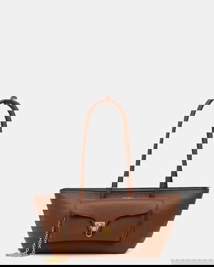 Coccinelle poșetă de piele DOUBLE BEAT culoarea maro, E1 T8A 11 03 01