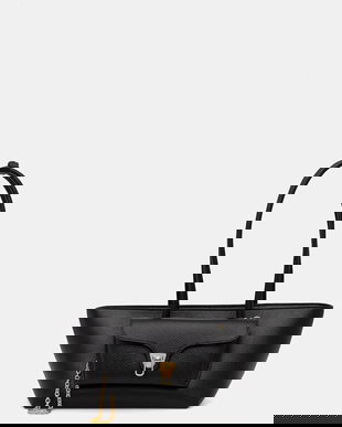 Coccinelle poșetă de piele DOUBLE BEAT culoarea negru, E1 T8A 11 03 01