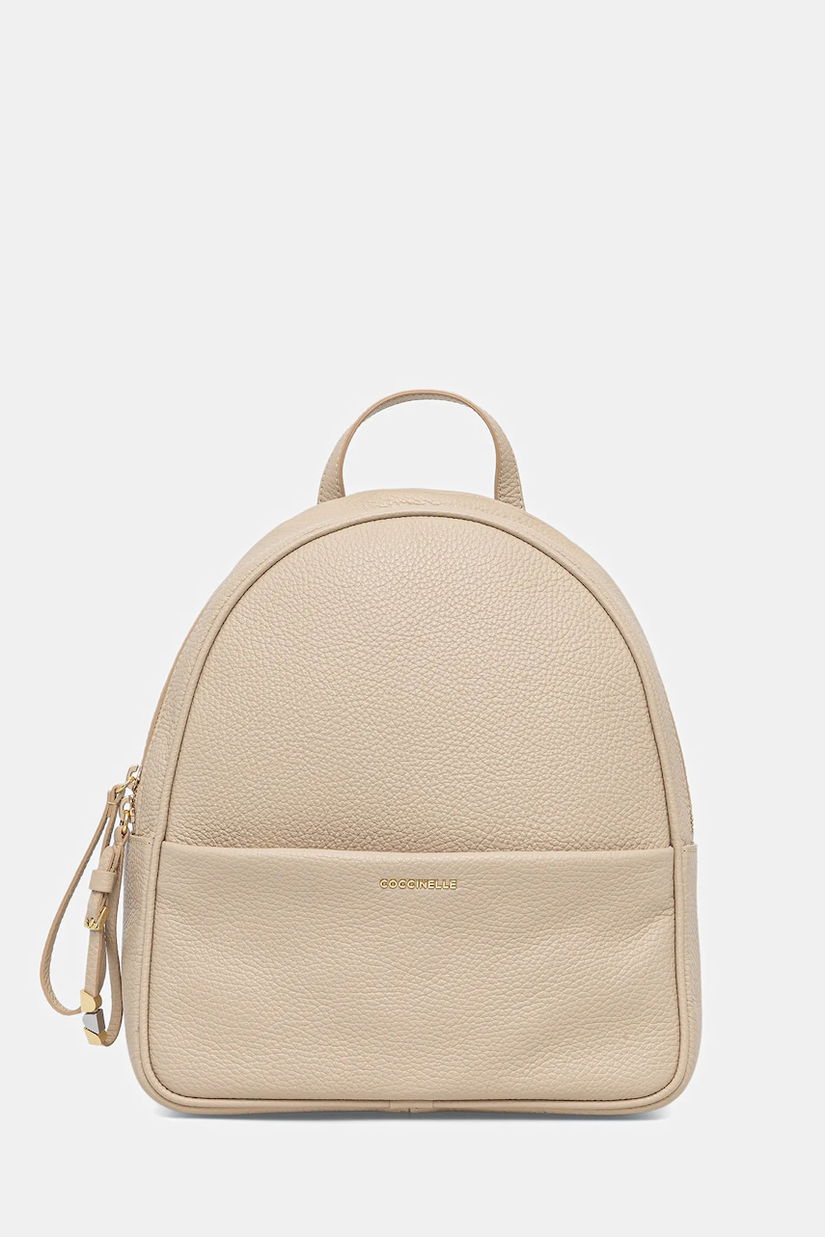 Coccinelle ghiozdan de piele NORY culoarea bej, mic, uni, E1 U45 14 02 01