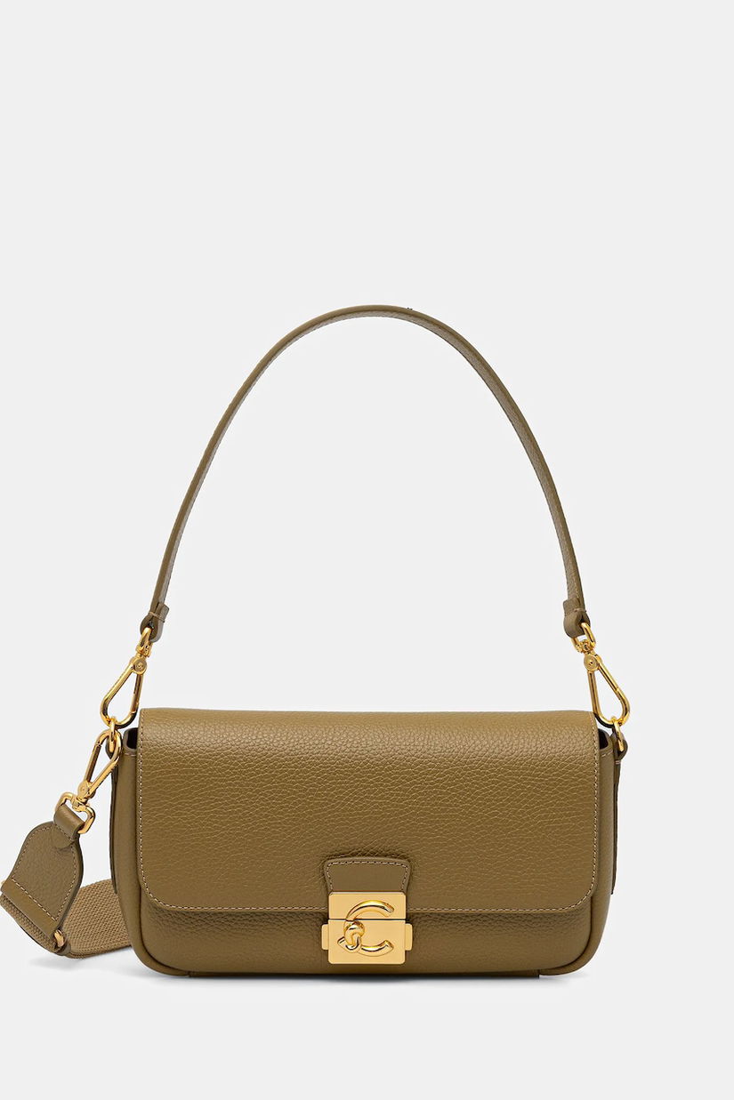 Coccinelle poșetă de piele C-ME LOCK culoarea verde, E1 U4K 12 02 01