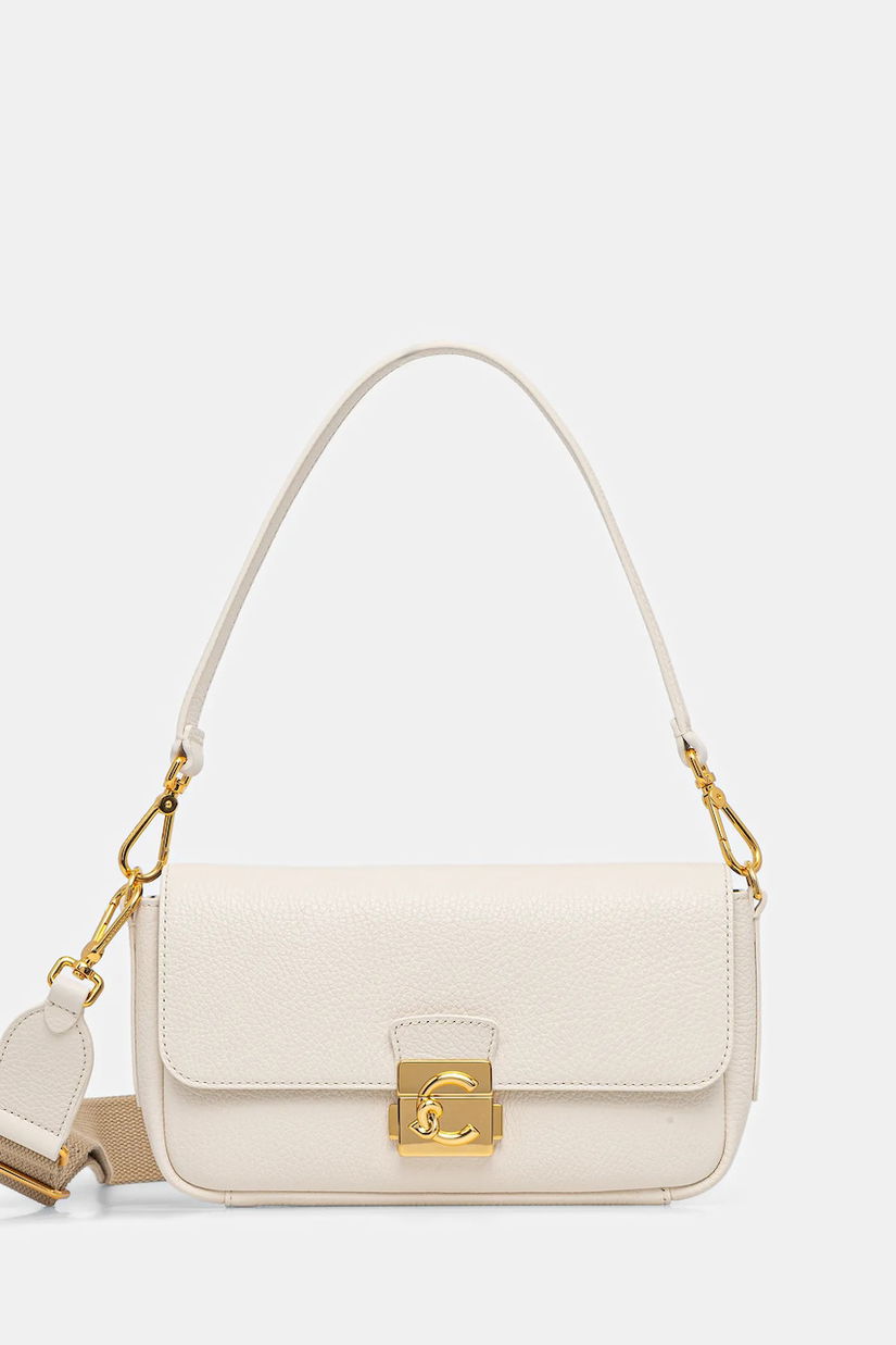 Coccinelle poșetă de piele C-ME LOCK culoarea bej, E1 U4K 12 02 01